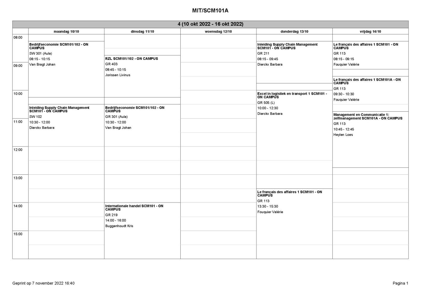 Voorbeeld lessenrooster SCM 2023/2024