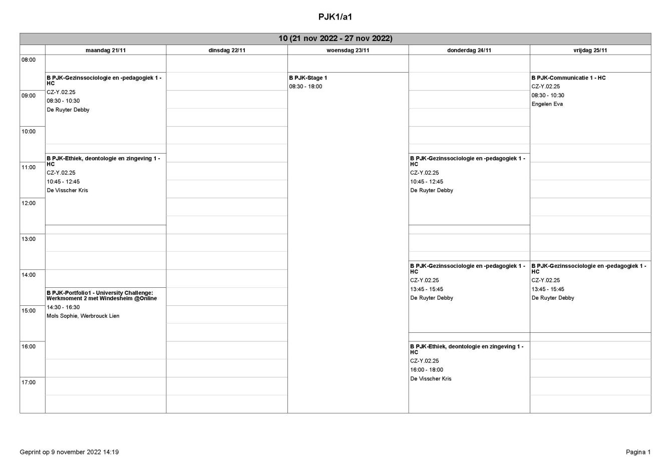 Lessenrooster PJK