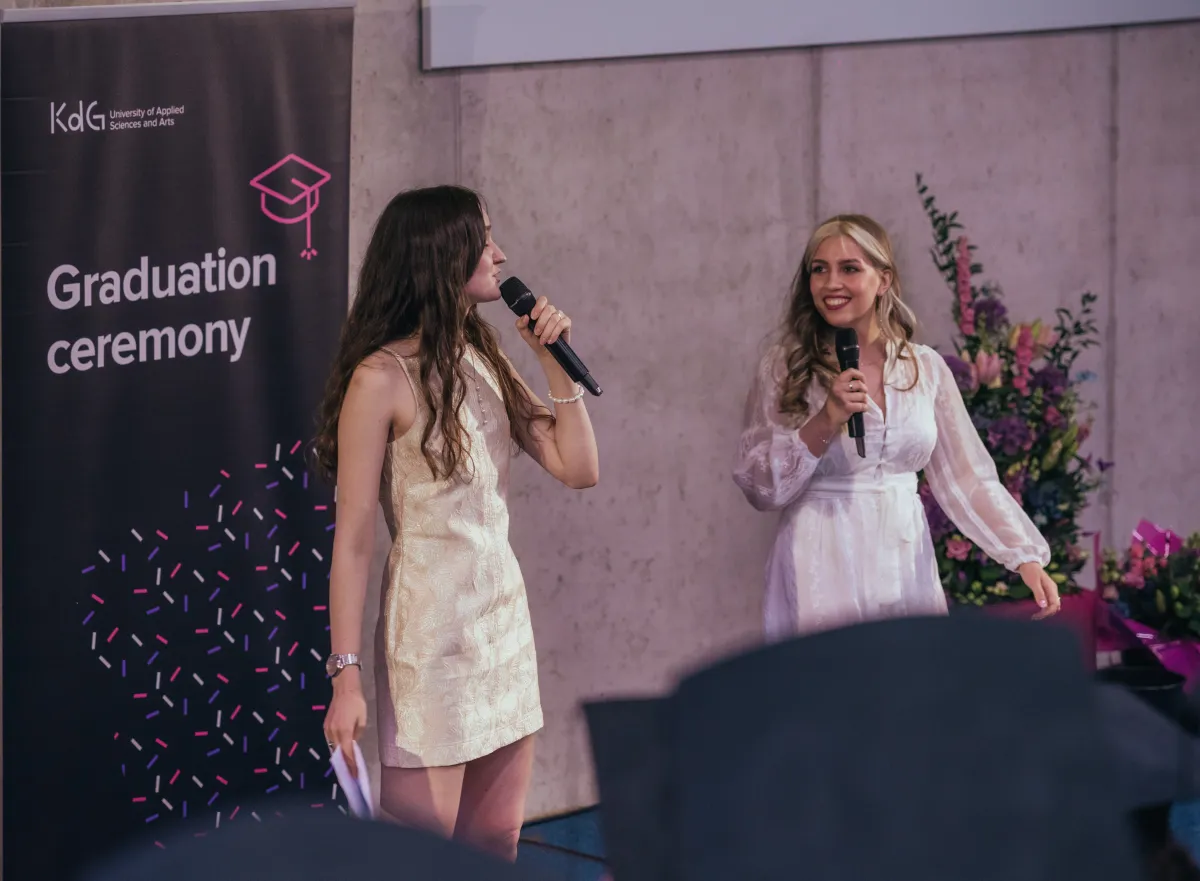 Mariia and Diana doing speeching