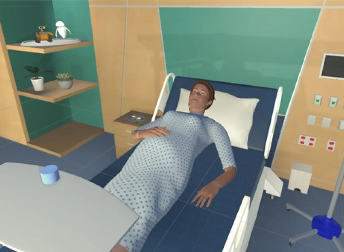 Zwangere vrouw in een ziekenhuisbed